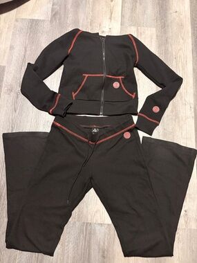 Black & Red Body By Raven Waffle Knitt Set